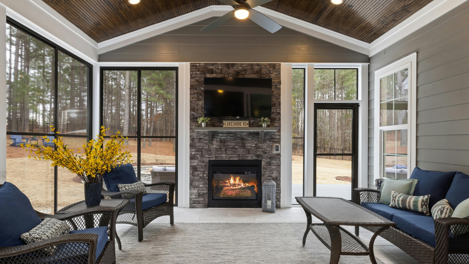remodel fireplace with stone