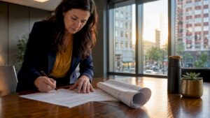 Property owner reviewing renovation warranty document
