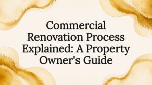 Decorative commercial renovation title card illustration
