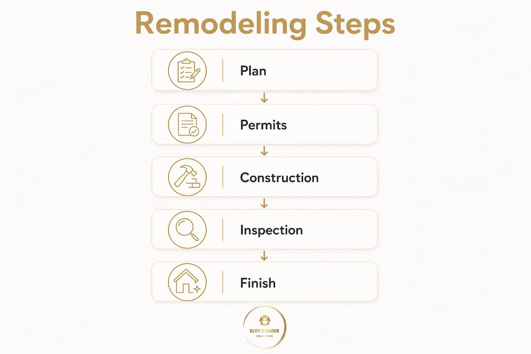 Infographic showing home remodeling steps in Largo