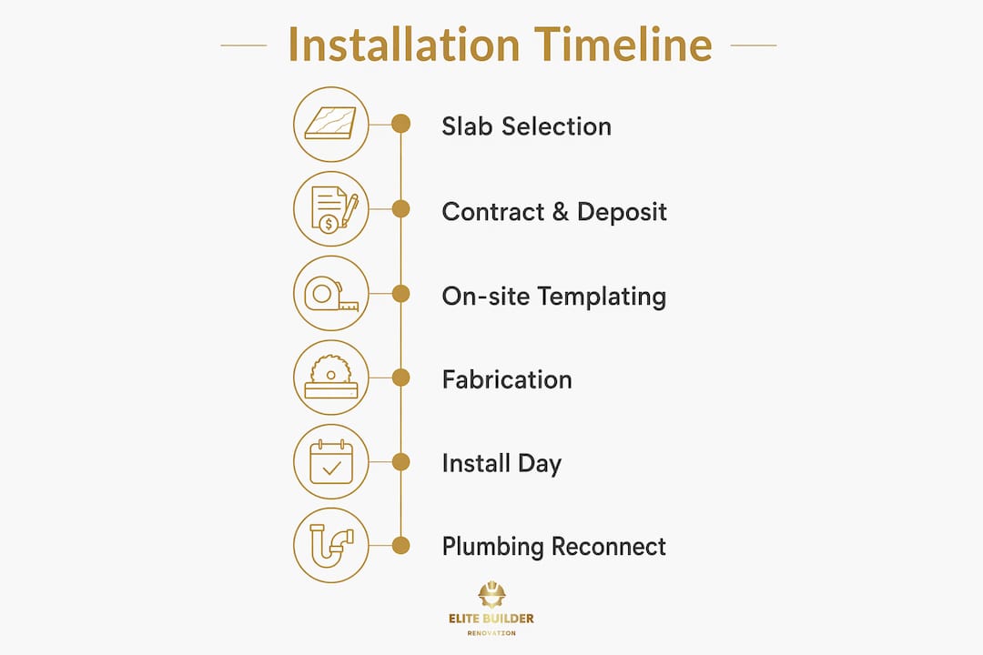 Infographic showing quartz installation timeline steps