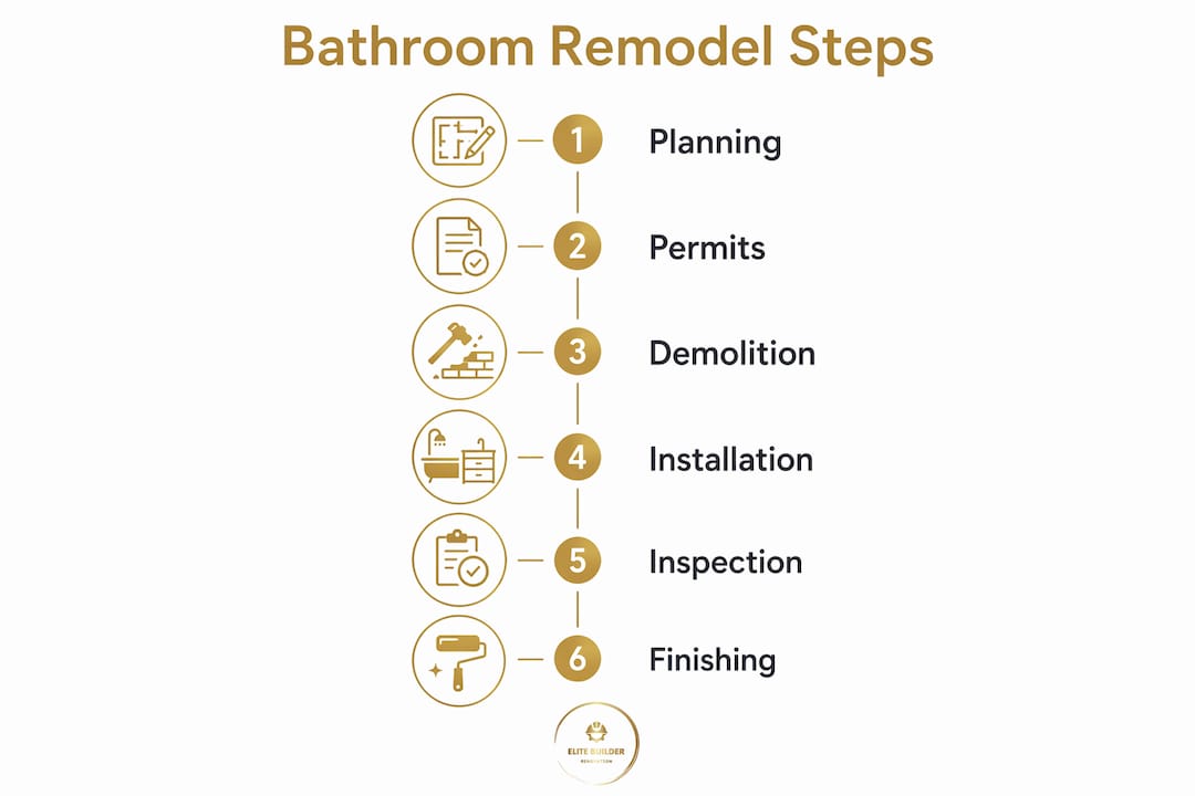 Infographic outlining bathroom remodeling steps