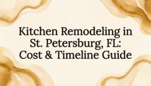 Decorative kitchen remodeling title card illustration