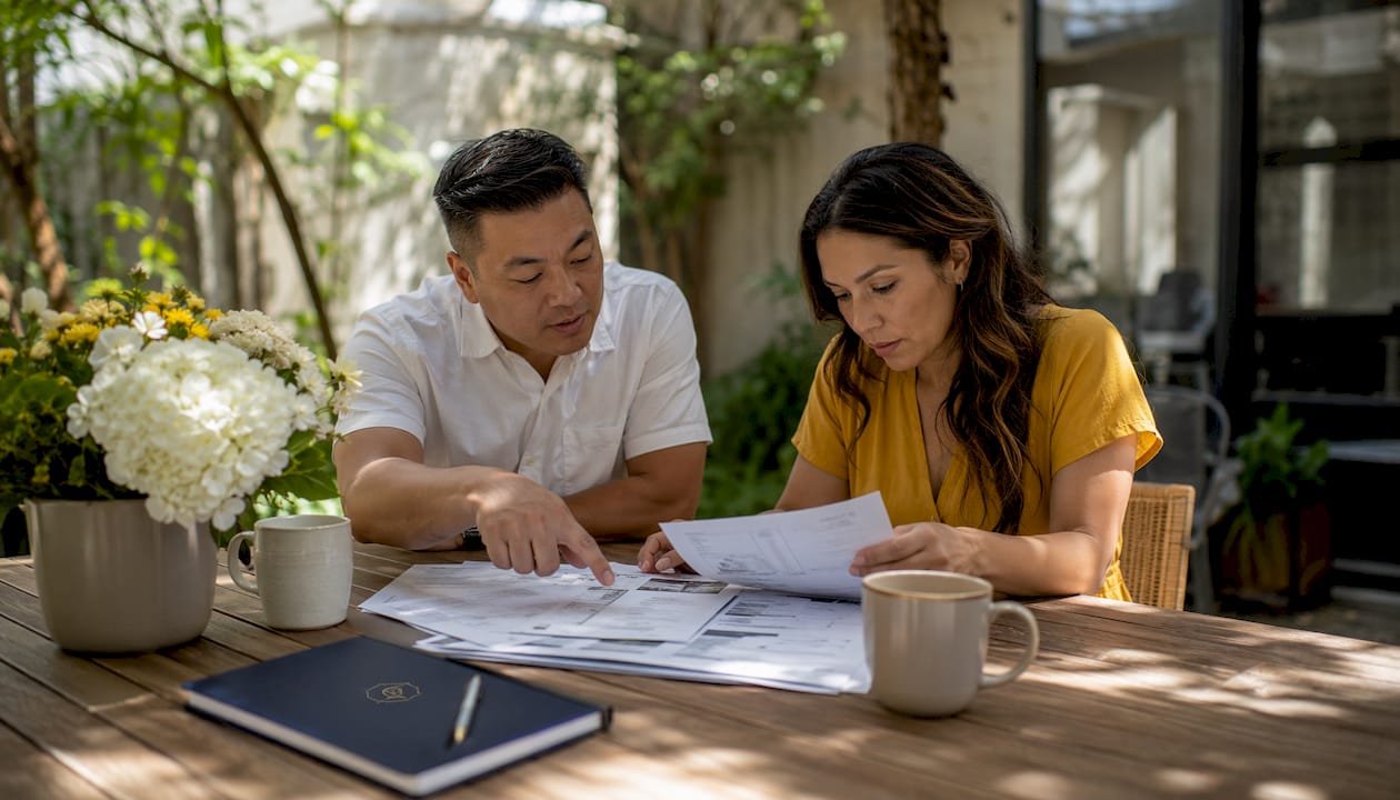 Couple reviewing contractor estimates