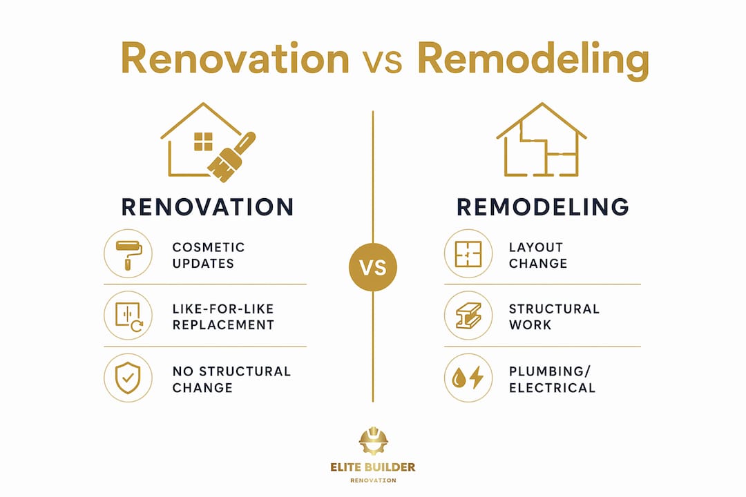 Infographic comparing renovation and remodeling