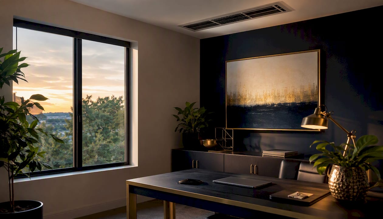 Office corner with daylight and HVAC vent