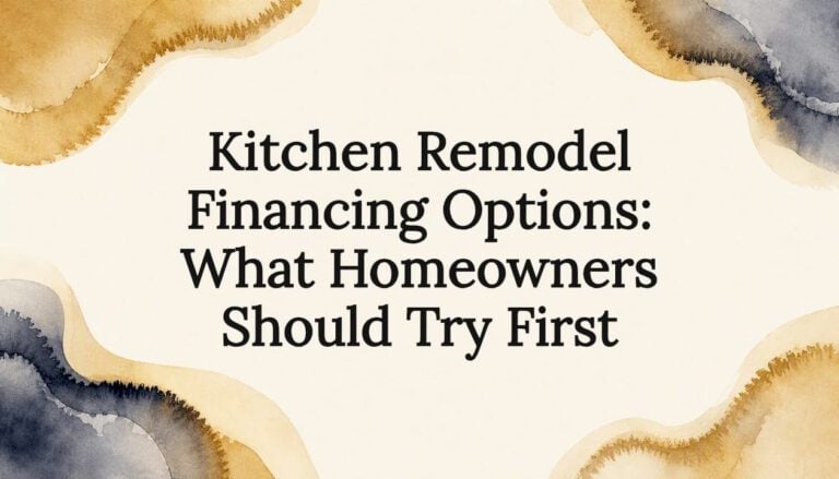 Decorative title card illustration for kitchen remodel financing article
