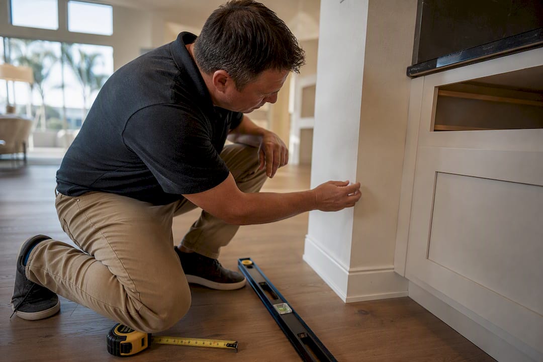 Contractor inspecting home interior during walkthrough