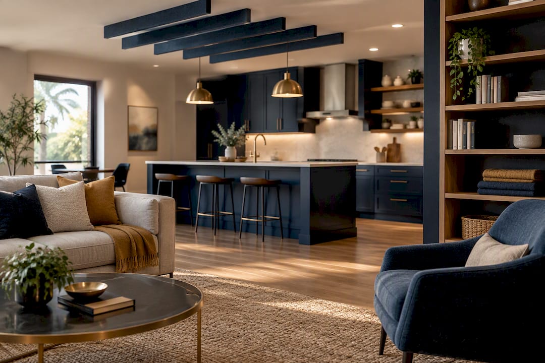 Acoustic finishes in open kitchen living area