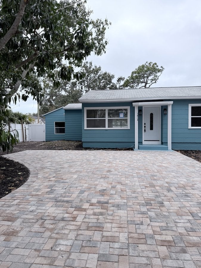 Home improvement financing Tampa Bay: finished exterior with a new paver driveway