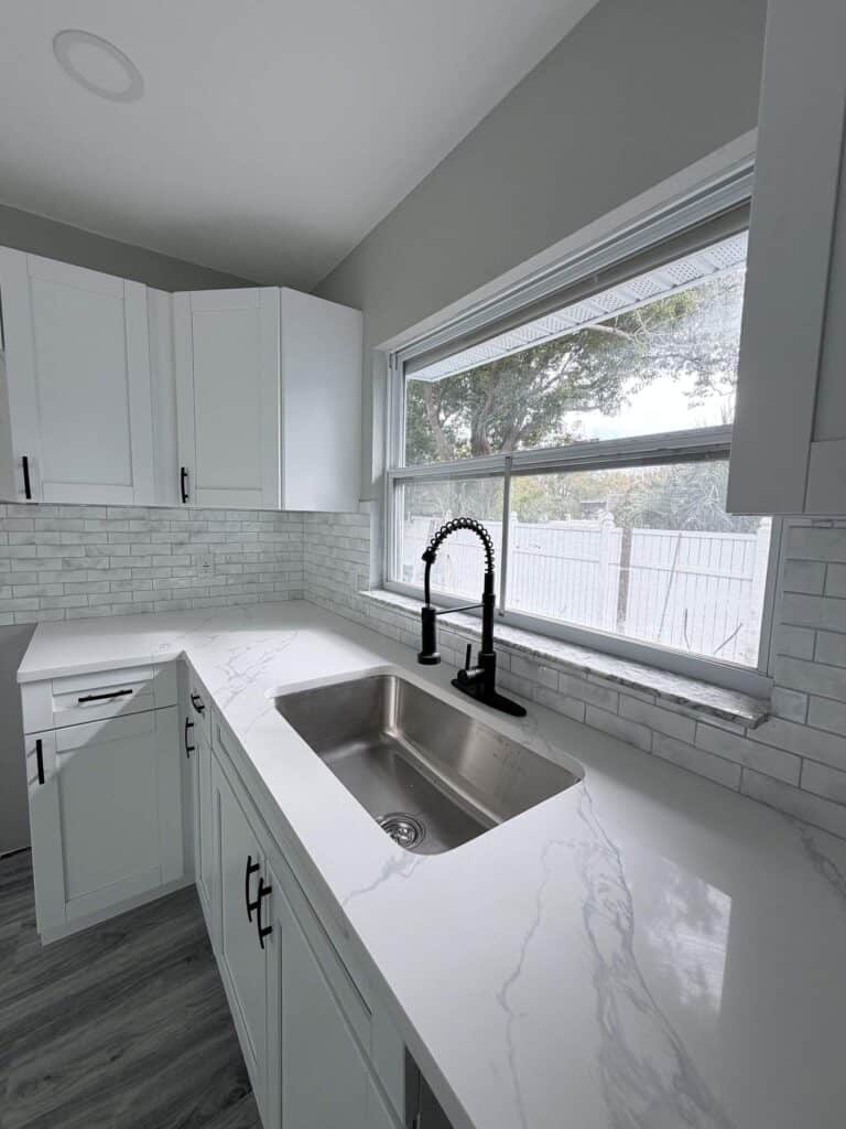 Home improvement financing Tampa Bay: finished kitchen with quartz counters