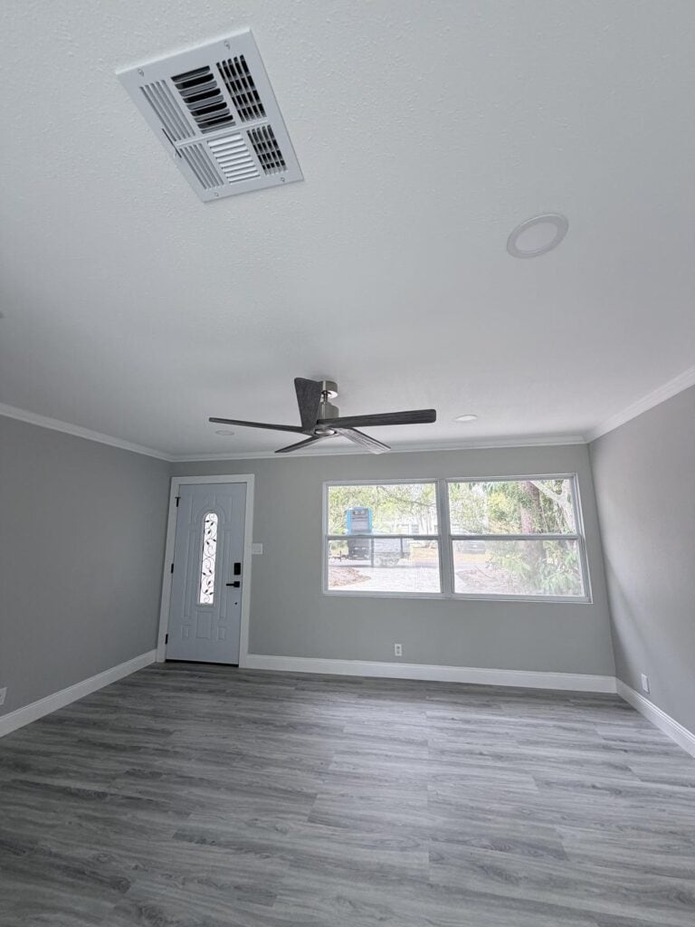 Home improvement financing Tampa Bay: finished living room with new flooring